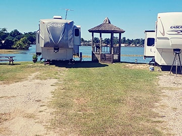 Waterfront gazebo and RV sites at Venice On The Lake